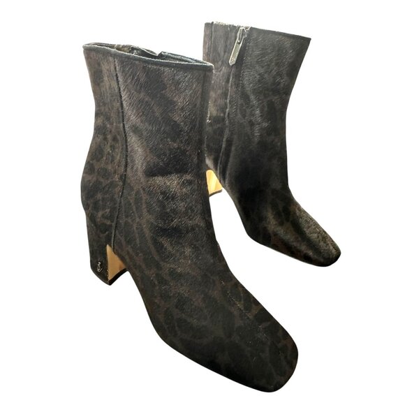 Sam Edelman Leopard Print Calf Hair Ankle Boots Size 6 NWOT - Picture 4 of 9